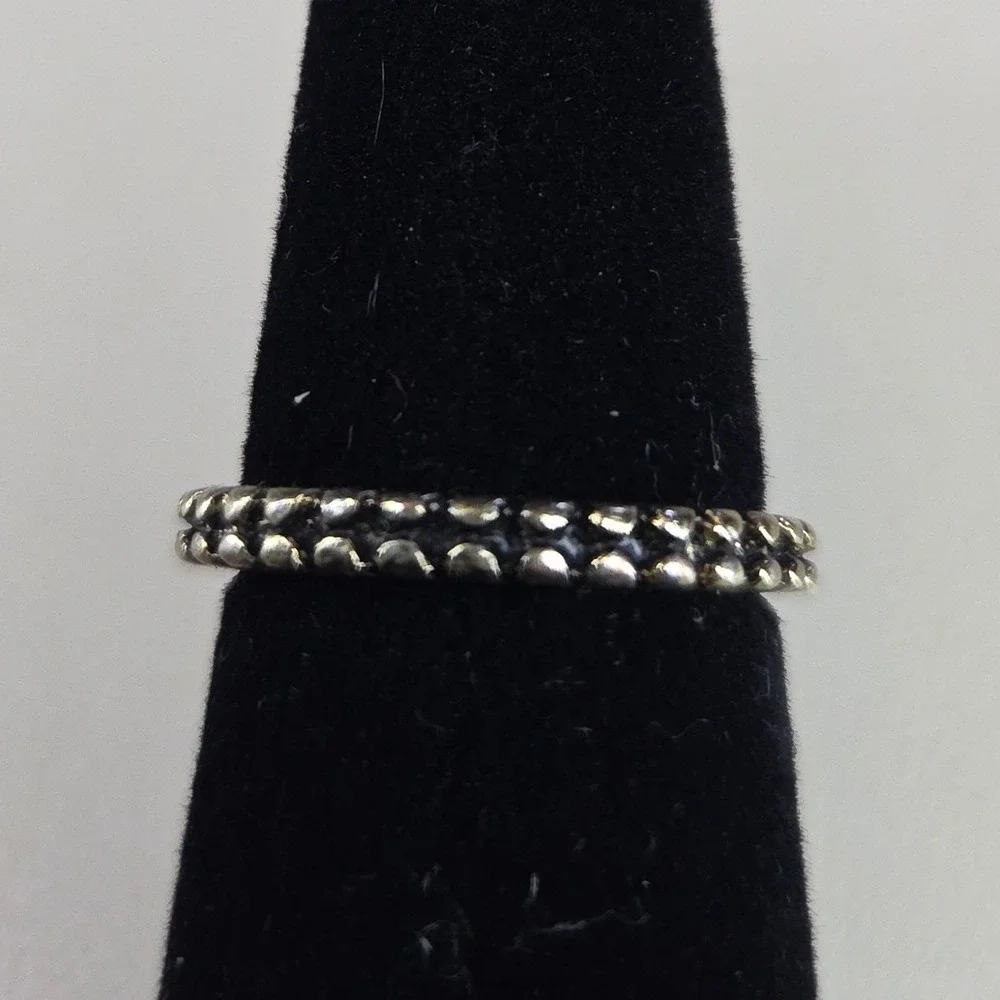 Antique Gold Tone Textured Eternity Band Ring‎ Size 8 Minimalist Stacking Ring